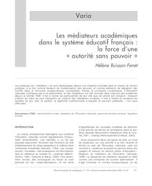 Les médiateurs académiques dans le système éducatif français : la force d’une « autorité sans pouvoir » - article ; n°1 ; vol.153, pg 81-91