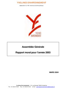Assemblée Générale Rapport moral pour l'année 2003
