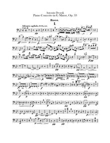 Partition Basses, Piano Concerto, G minor, Dvořák, Antonín