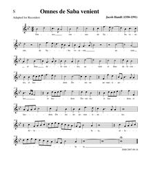 Partition Soprano enregistrement , Omnes de Saba venient, C major