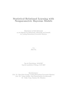 Statistical relational learning with nonparametric Bayesian models [Elektronische Ressource] / von Zhao Xu