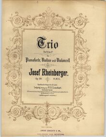 Partition couverture couleur, Piano Trio No.4, Op.191, F major, Rheinberger, Josef Gabriel