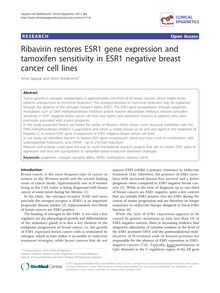 Ribavirin restores ESR1 gene expression and tamoxifen sensitivity in ESR1 negative breast cancer cell lines