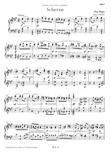 Partition complète, Scherzo pour Piano, Reger, Max