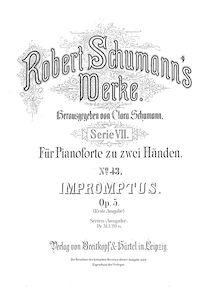 Partition complète, Impromptus on a theme of Clara Wieck, Schumann, Robert
