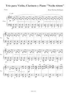 Partition Piano , partie, Noche tótem, Trio for piano, violin & clarinet