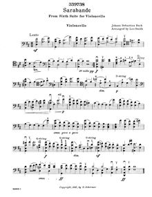 Partition Sarabande et gavottes - partition de violoncelle, violoncelle  No.6