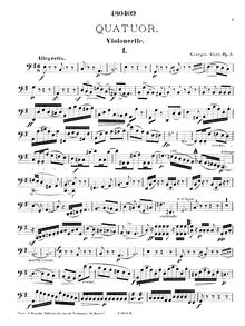 Partition violoncelle, corde quatuor No.1, Op.5, E minor, Alary, Georges