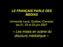Le Français parl des médias Colloque Québec