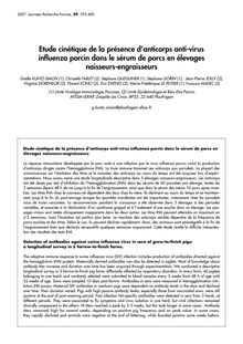 Etude cinétique de la présence d'anticorps anti-virus influenza ...