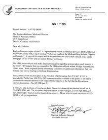 Follow-up Audit of the Medicaid Drug Rebate Program in Colorado, A-07-05-04048