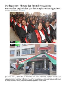 Arnaud Marius Assises nationales organisées par les magistrats malgaches en 2012