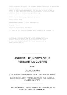 Journal d un voyageur pendant la guerre par George Sand
