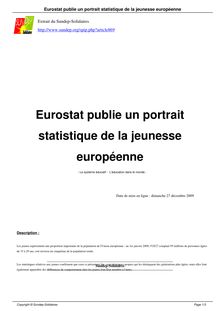 Eurostat publie un portrait statistique de la jeunesse européenne
