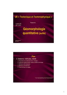 Géomorphologie quantitative(suite