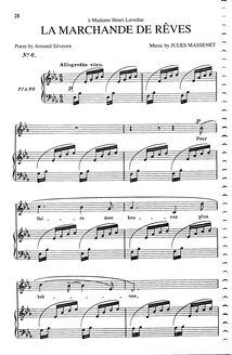 Partition complète (E♭ Major: medium voix et piano), La marchande de rêves