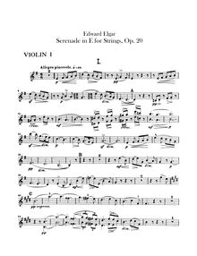Partition violons I, Serenade pour corde orchestre, Op.20, Elgar, Edward
