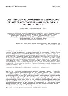 Contribución al conocimiento cariológico del género Cenntaurea L. (Asteraceae) en la Península Ibérica.
