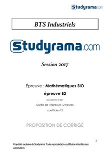 Corrigé BTS 2017 Mathématiques SIO