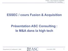 ESSEC / cours Fusion & Acquisition Présentation ASC Cons lting ...