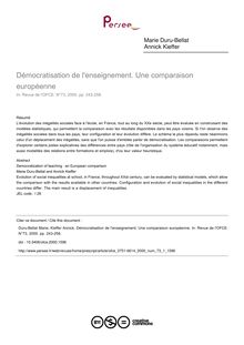 Démocratisation de l enseignement. Une comparaison européenne - article ; n°1 ; vol.73, pg 243-258