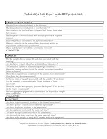 Audit Checklist for Research Projects