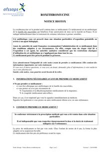 Notices Biotox des médicaments - Roxithromycine 24/10/2008