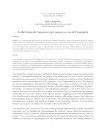 Marc Angenot La rhétorique de l argumentation comme science de l ...