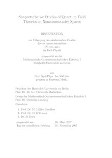 Nonperturbative studies of quantum field theories on noncommutative spaces [Elektronische Ressource] / von Jan Volkholz