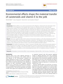 Environmental effects shape the maternal transfer of carotenoids and vitamin E to the yolk