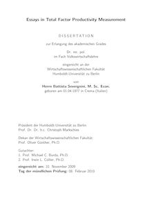Essays in total factor productivity measurement [Elektronische Ressource] / von Battista Severgnini
