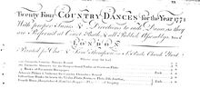 Partition complète, Twenty Four Country Dances pour pour Year 1771