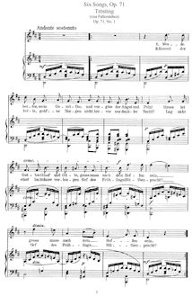 Partition complète, 6 chansons, Op.71, Mendelssohn, Felix