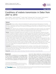 Conditions of malaria transmission in Dakar from 2007 to 2010