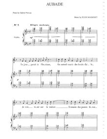 Partition complète (F Major: medium voix et piano), Aubade