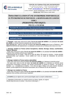 Immatriculation d une entreprise individuelle ou entrepreneur individuel à responsabilité limitée (EIRL)
