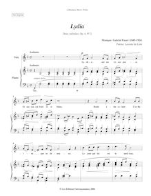 Partition No. 2 - Lydia (Original key: F major), 2 chansons, Op.4