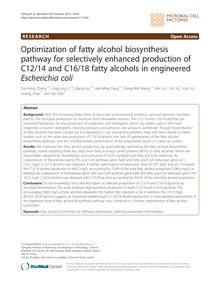 Optimization of fatty alcohol biosynthesis pathway for selectively enhanced production of C12/14 and C16/18 fatty alcohols in engineered Escherichia coli