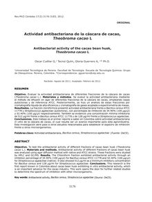 Actividad antibacteriana de la cáscara de cacao, Theobroma cacao L