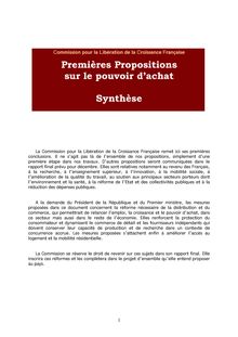 Commission pour la libération de la croissance française : premières propositions sur le pouvoir d'achat - Synthèse (octobre 2007)