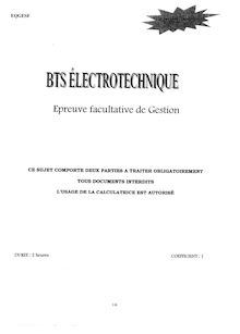 Gestion 2004 BTS Électrotechnique