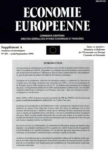 ECONAMIE EUROPEENNE. Supplément A Analyses économiques N° 8/9 - Août/Septembre 1994
