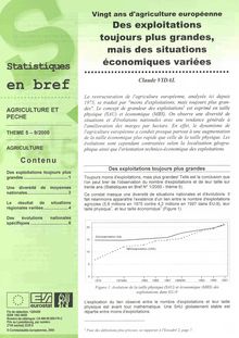 Statistiques en bref. Agriculture et pêche nÌŠ 9/2000. Vingt ans d agriculture européenne
