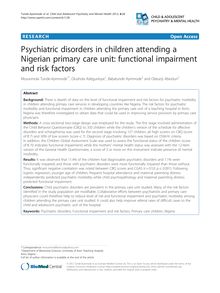 Psychiatric disorders in children attending a Nigerian primary care unit: functional impairment and risk factors