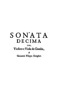 Partition Sonata No.10 en A major, 12 sonates pour violon, viole de gambe et Continuo