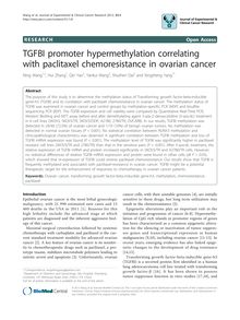 TGFBI promoter hypermethylation correlating with paclitaxel chemoresistance in ovarian cancer