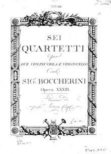 Partition violon 1, 6 corde quatuors, G.201-206 (Op.32), C Major