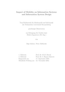 Impact of mobility on information systems and information system design [Elektronische Ressource] / von Peter Ahlbrecht