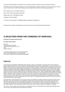 A Selection from the Comedies of Marivaux par Pierre Carlet de Chamblain de Marivaux