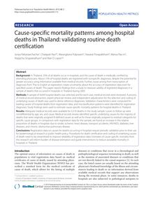 Cause-specific mortality patterns among hospital deaths in Thailand: validating routine death certification